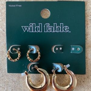 (2) Shiny Gold Hoop Earring Set - Wild Fable